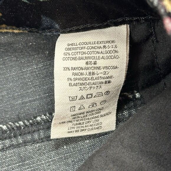 Free People Velvet Skinny Pant 12 Black Floral Print Retro Zip Pockets Mid Rise - Picture 10 of 14